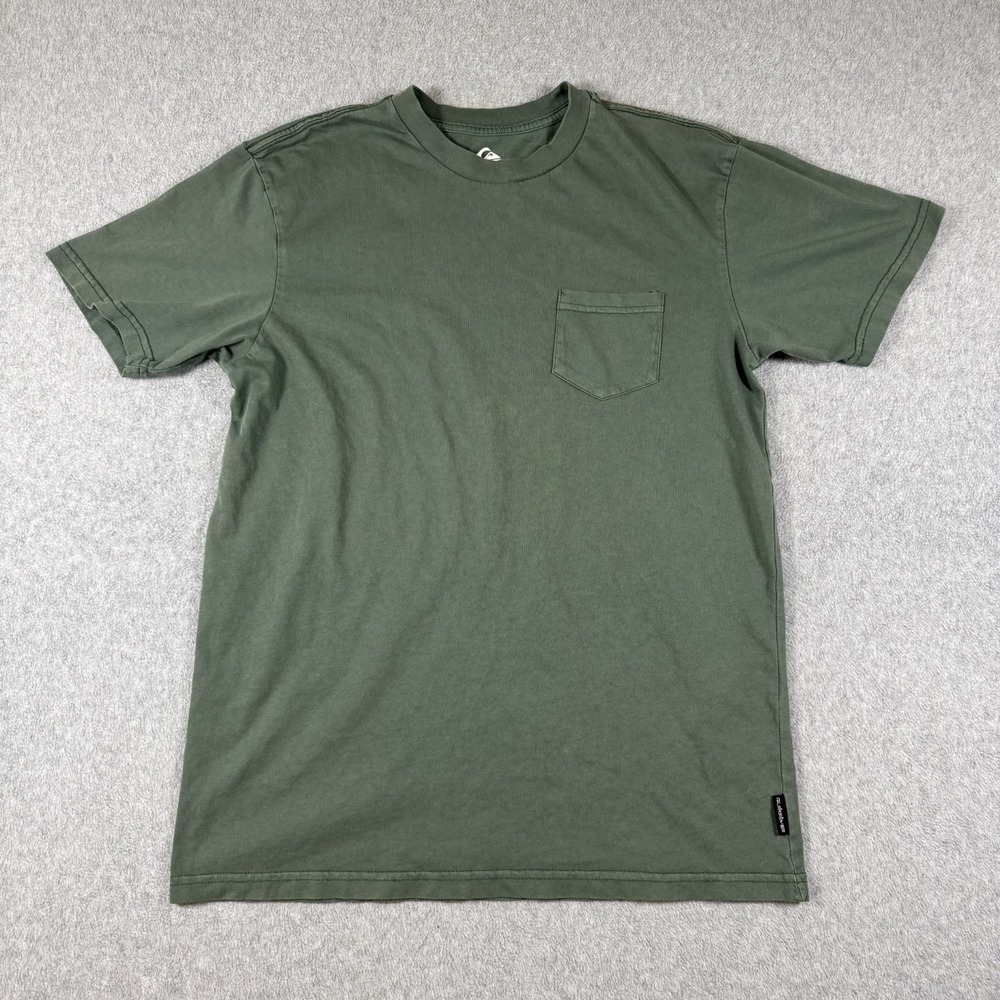 Quiksilver Pocket T Shirt Green Short Sleeve Crew Neck Cotton Men's S